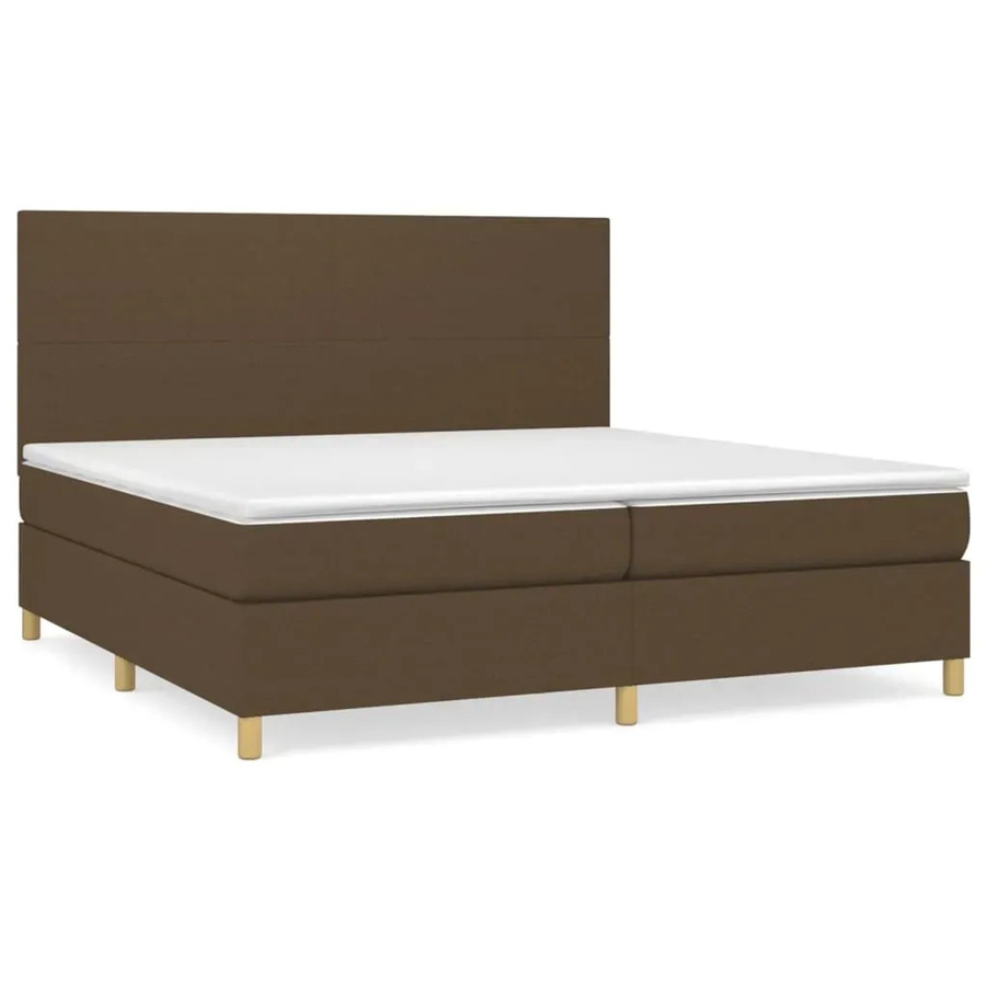 vidaXL Boxspringbett mit Matratze Dunkelbraun B/T/H: 200 x 200 x 128 cm Hybrid-Modell mit Taschenfederkern aus Stoff - Bild 2