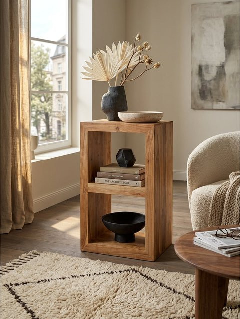 Regal MUMBAI von KADIMA DESIGN aus Massivholz Akazie im Landhausstil, Farbe Braun, B/T/H: 50 x 35 x 88 cm - Bild 1