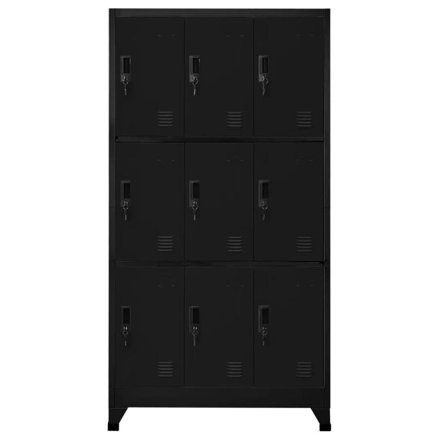 vidaXL Schließfachschrank aus Stahl in Schwarz, modern mit Schließfunktion für Büro und Schule, B/T/H: 90 x 45 x 180 cm - Bild 2