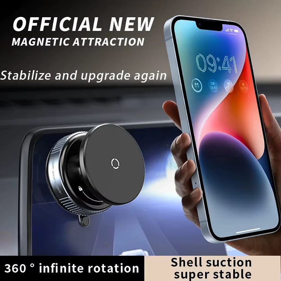 MagSafe Magnetische Auto-Telefonhalterung mit 360 Grad Rotation und Vakuum-Saugnapf in Schwarz - Bild 2