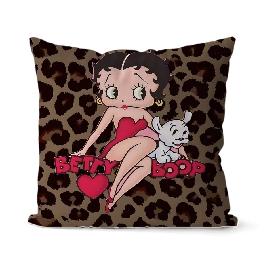 B-Betty Boop Modischer Kissenbezug in Schwarz mit grafischem Design, quadratisch, Breite: 30 cm, Höhe: 30 cm - Bild 5