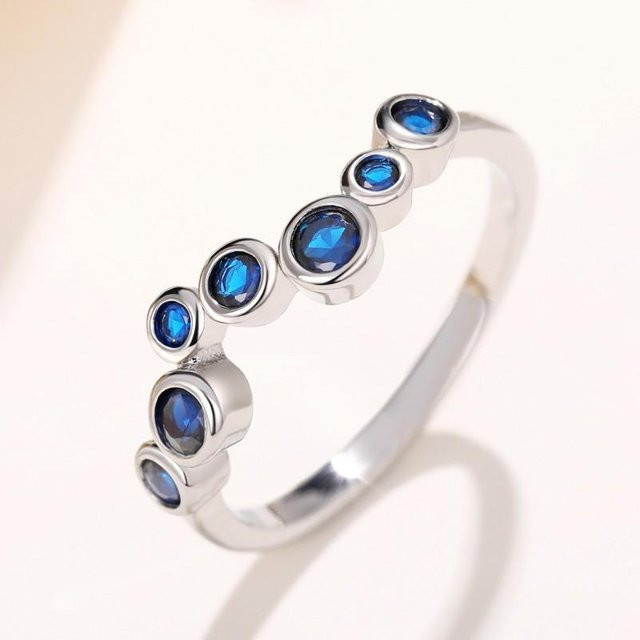 Huitan Ring, unregelmäßige Form, blauer Zirkonia, Damen - Bild 1