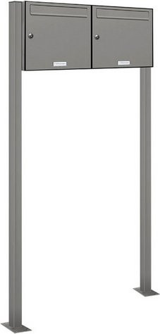 Freistehendes Briefkasten-System von AL BRIEFKASTENSYSTEME für 2 Parteien in Grau, B/H/T: 153,163 x 163 x 150,0 x 11,6 cm - Bild 1