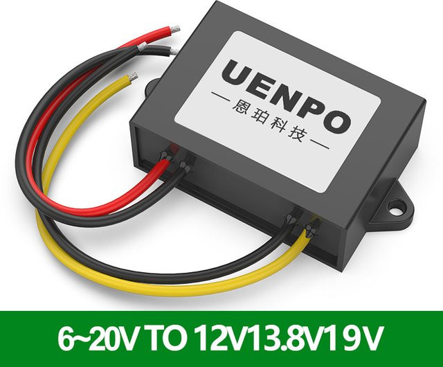 UENPO 12V auf 12V Spannungsstabilisator Schwarz, Automatisches Aufwärts- und Abwärtsmodul für Fahrzeuge (6V-20V auf 12V-13,8V) - Bild 1