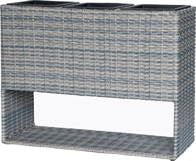 Pflanzkasten Wave in Grau aus Polyrattan mit Flechtoptik, B/T/H: 82 x 28 x 60 cm - Bild 1