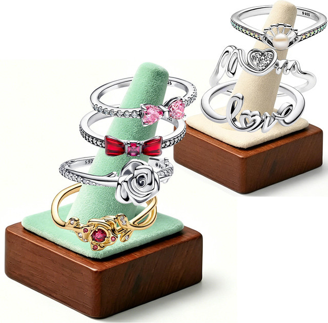 Disney Ring 925 Silber, Rosa Schleifen-Herz-Rosenmuschel, Kristall, Unisex - Bild 1