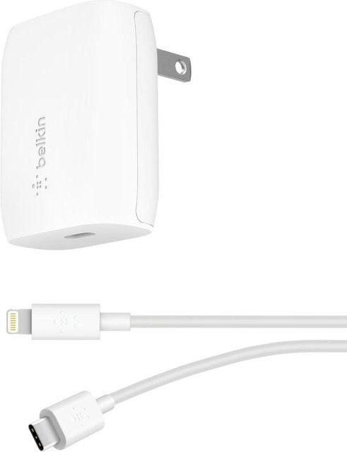 Belkin Wall Charger 18W mit USB-C und Lightning Kabel in Weiß - Bild 1
