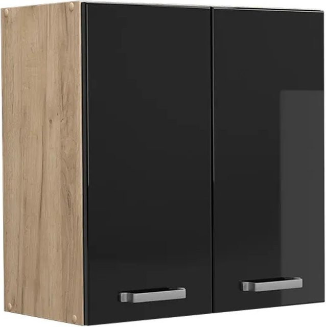 Vicco R-Line Hängeschrank Küchenschrank in Schwarz und Eiche mit Goldakzenten, Breite: 60 cm, Höhe: 60 cm, Tiefe: 31 cm - Bild 2