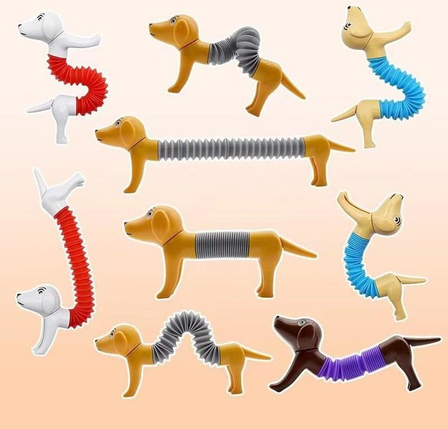 Kidsly Feder Hund Pop Tubes, Sensorisches Spielzeug, 3-teiliges Set - Bild 1