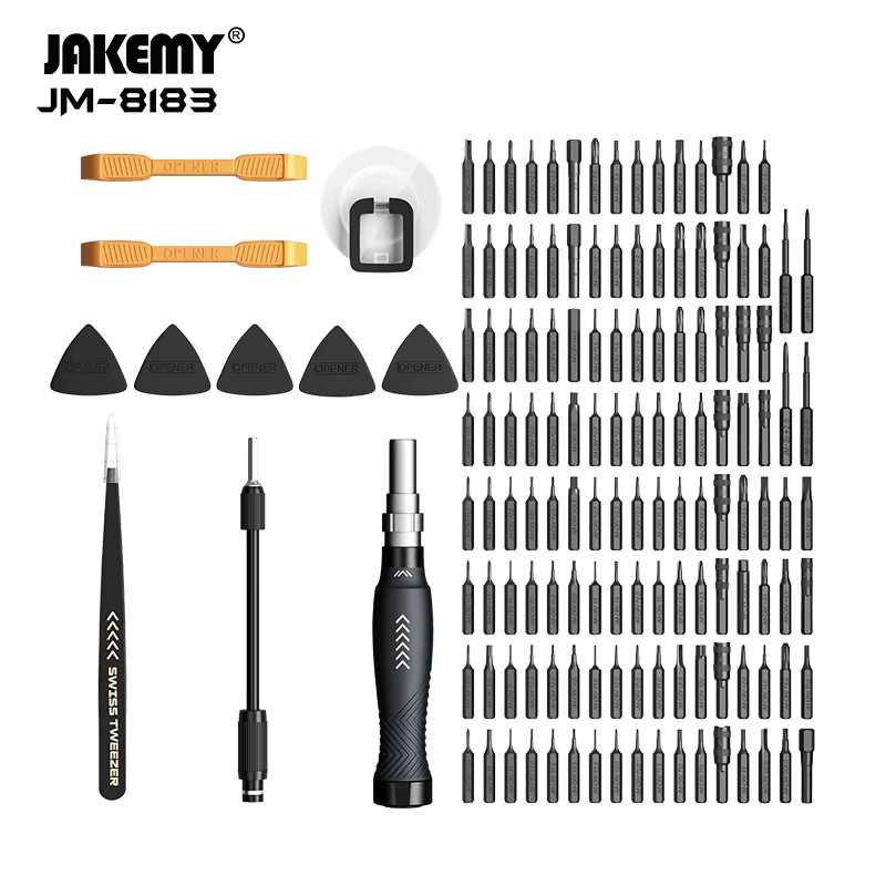Jakemy JM-8183 Präzisions-Schraubendreher-Set 145 in 1 mit magnetischen CR-V Bits in Schwarz für Handy, Computer und Tablet Reparaturen - Bild 3