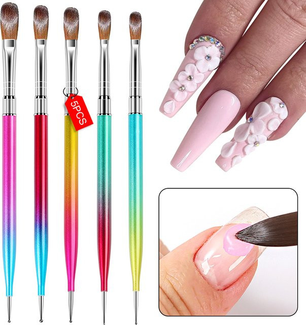Limegirl Nail-Art Pinsel-Set, 5-teilig, für Acryl-Gel Nageldesign - Bild 1