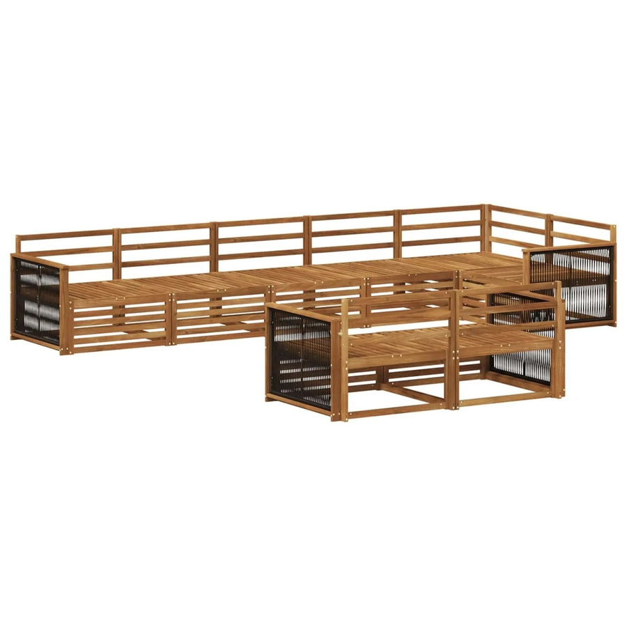 vidaXL Outdoor-Sofagarnitur aus Akazienholz in Braun, 8-teiliges L-Shape Set mit Ecksofa und Sesseln - Bild 2