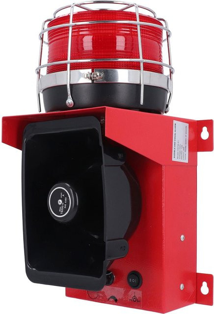 Fishine Industrieller Ton- und Lichtmelder mit wasserdichten LED-Perlen, 120 dB Lautstärkeregler, Akustisches Visuelles Horn, Schwarz und Rot - Bild 1