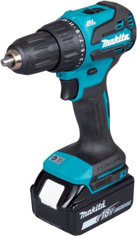 Makita Akku-Schlagbohrschrauber LXT 18V mit 2 Akkus, Ladegerät und 74-teiligem Zubehör-Set in Türkis, Blau und Schwarz - Bild 2