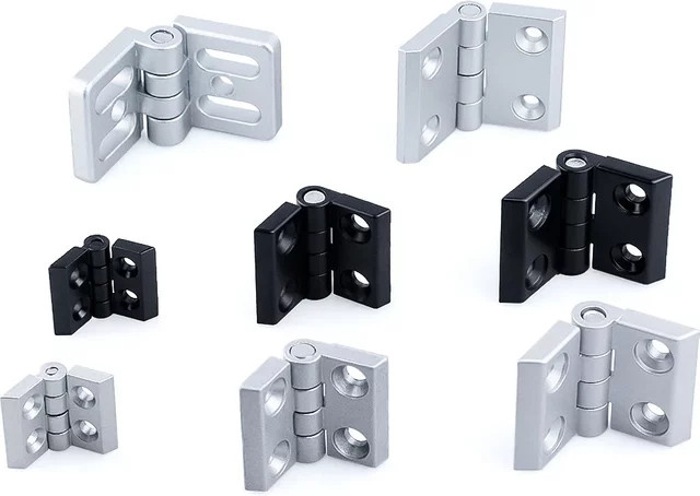 8er Set Zinklegierung Scharniere für 2020 3030 4040 Aluminium Profil Extrusion und 3D Drucker Zubehör in Silber und Schwarz - Bild 1