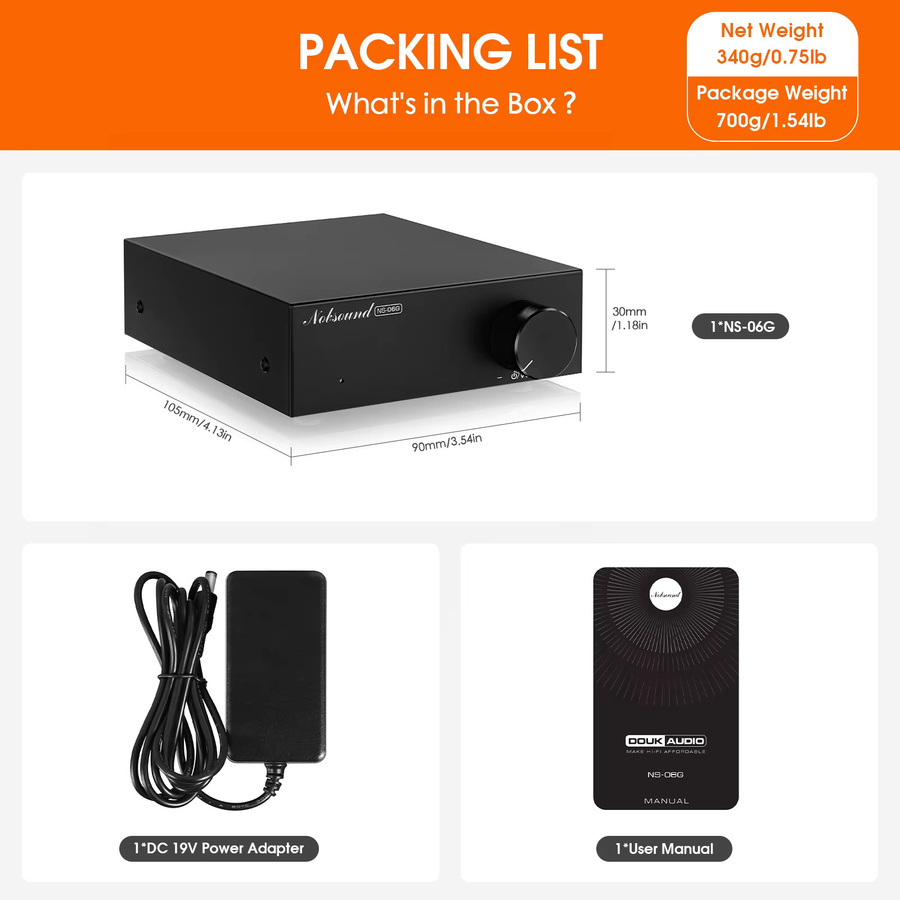 Nobsound NS-06G HiFi Digitalverstärker TPA3116 mit Netzteil, 2.0 Kanal, Schwarz - Bild 5