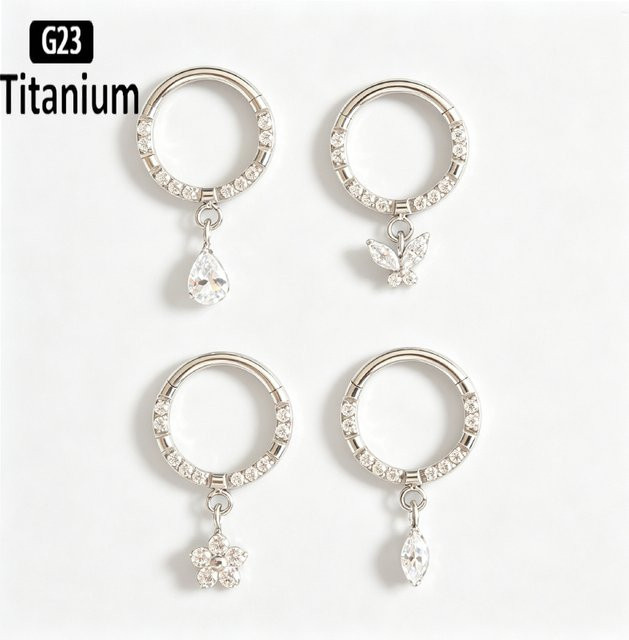 pioroe Nasenring Titan, Zirkonia-Blume, Silber, Unisex - Bild 1