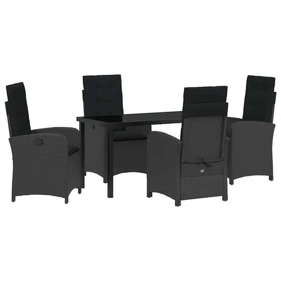 vidaXL Garten Essgruppe 5-teilig aus Poly-Rattan und Glas in Schwarz - Bild 2