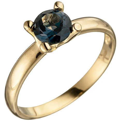 Colfem Ring 585 Gelbgold, Blautopas, Saphir, Damen, Ringgröße 58 - Bild 1