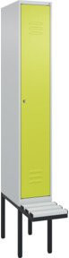C+P Spind Classic PLUS Garderobenspind mit Sitzbank, 1 Abteil, Lichtgrau, B/T/H: 212,0 x 30,0 x 81,5 cm - Bild 1