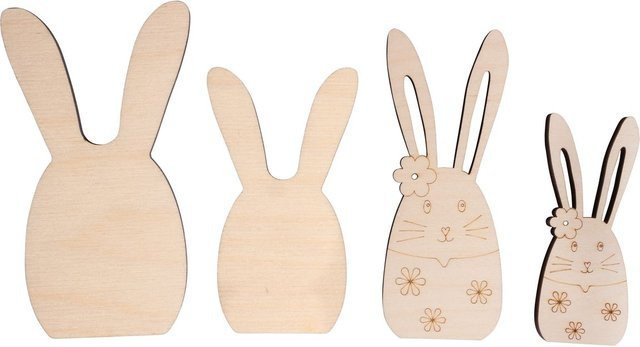 Rayher Osterhasen aus Holz in Beige als Tischdeko für die Osterzeit - Bild 1