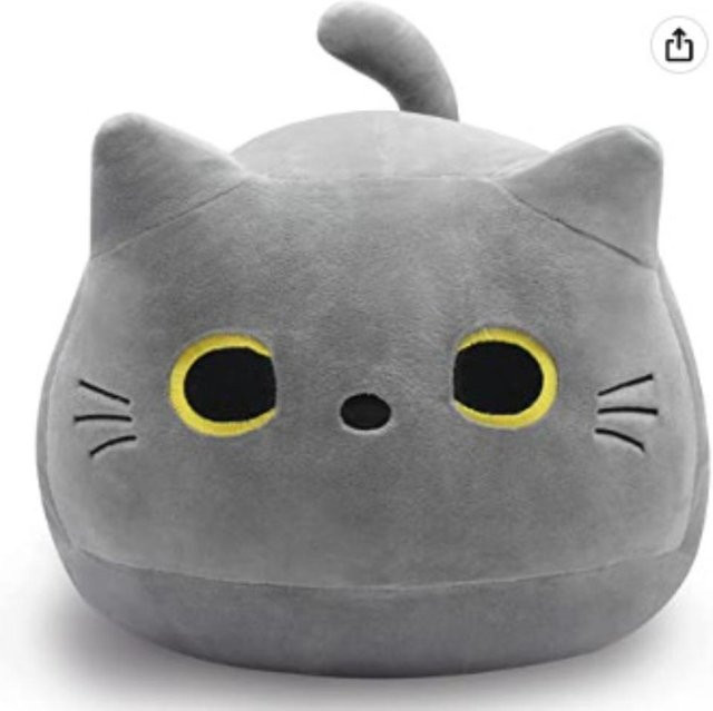 Süße Katze Kuschelkissen Plüschpuppe, Stofftier, grau, 30cm - Bild 1