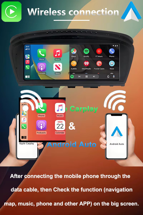 DMDNAVI Android 15 Multimedia-Radio-Player für BMW 3er 5er Serie E60 E61 E63 E90 E91 E92 (2004-2010) mit CCC CIC System, 8,8 Zoll Display, 4G, Bluetooth, Qualcomm Snapdragon 665 Chip, Schwarz - Bild 3