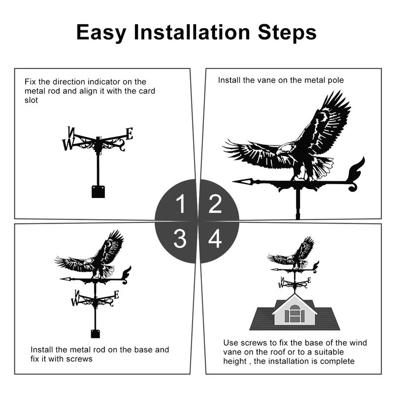 Adler Metall Windfahne als dekorative Gartenfiguren für Außen und Dach zur Garten-Dekoration - Bild 5