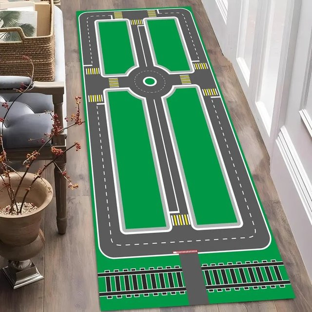 Runway Runner Teppich mit Stadt- und Straßenmotiv für Kinder, weiche Spielmatte in Mehrfarbig, B/T/H: 120 cm x Breite nicht angegeben x Tiefe nicht angegeben - Bild 1