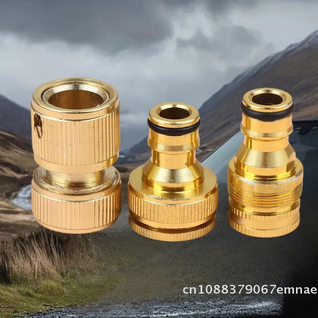 JETTING 2-teiliges Aluminium-Gartenschlauch-Verbindungsset mit Schnellanschluss in Gold - Bild 1