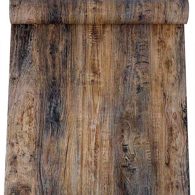 Selbstklebende Tapete im Used-Look von Brangdy in Braun als Holzkontaktpapier zum Abziehen und Aufkleben für Schränke und Schubladen - Bild 1