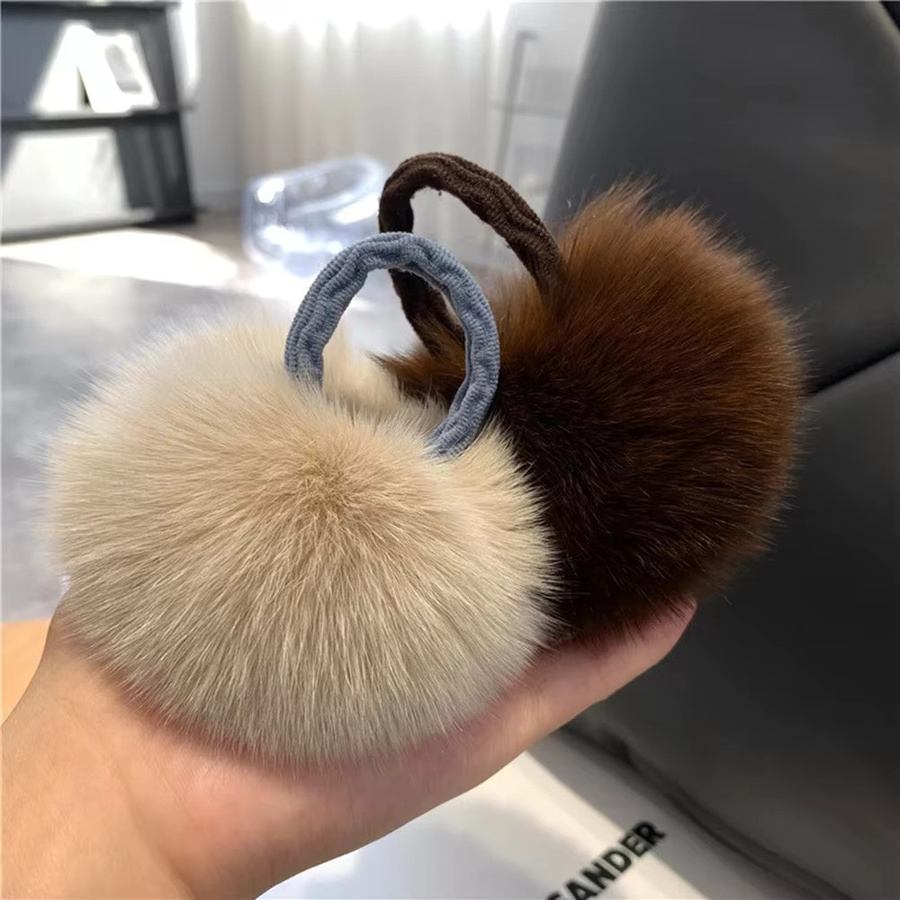 Haargummi mit Plüsch Pompon, Echt Fuchs Pelz, Damen - Bild 5
