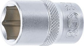 BGS Steckschlüssel-Einsatz Sechskant mit 1/2 Zoll Innenvierkant Antrieb, SW 17 mm, Silber - Bild 1