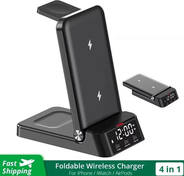 VIKEFON 3 in 1 kabellose Ladestation mit 30 W Schnellladefunktion für iPhone, Samsung, Apple Watch und AirPods Pro in Weiß - Bild 1