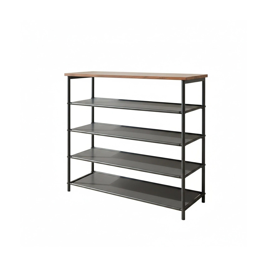 Relaxdays Schuhregal mit Ablage in Schwarz im Industrial-Style, B/T/H: 75 x 30 x 75 cm - Bild 2