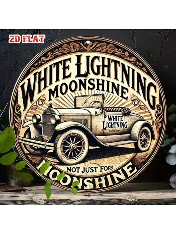 CIFBUY Vintage Moonshine Rundes Blechschild als rustikale Wandkunst in Mehrfarbig, Durchmesser: 20 cm - Bild 3