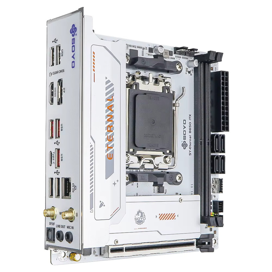 SOYO B650ITX Mini-ITX Mainboard für AMD Ryzen AM5 Prozessoren, unterstützt DDR5, PCIe 5.0, M.2 NVMe und WIFI6 - Bild 2