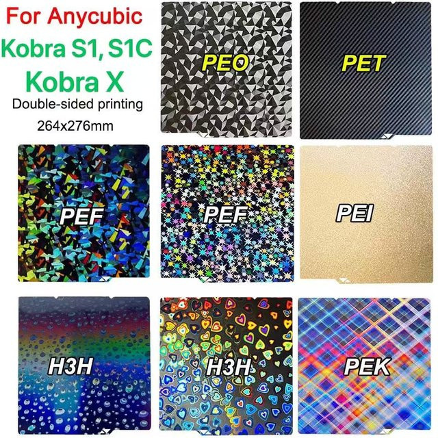 Anycubic PEI-Bauplatte für Kobra X, S1 und S1C, doppelseitige Federstahlplatte, B: 26,4 cm, T: 27,6 cm - Bild 1