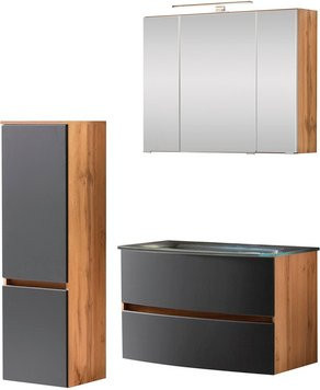 HELD MÖBEL Waschtisch-Set KOPENHAGEN, 5-teilig, grau, modern mit LED-Beleuchtung und Soft-Close-Türen - Bild 1