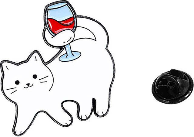 Suansuande Metallbrosche, Katze Cartoon Emaille, Schwarz, Unisex - Bild 1