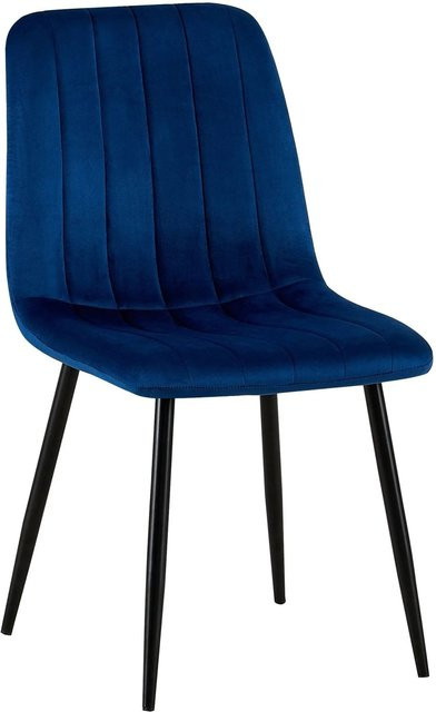 DELUKE Stuhl LENZ aus Samt in Blau mit Metallgestell, H x B x T: 88 x 45 x 53 cm - Bild 1
