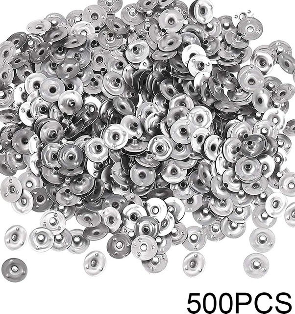 VIBRATITE 500 Stück Runde Kerzen-Dochthalter aus Metall in Silber, Durchmesser: 12,5 mm - Bild 1