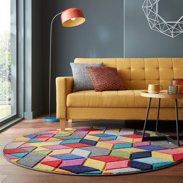 Strapazierfähiger Teppich Kadima Design von KADIMA DESIGN in Bunt mit geometrischem Muster, Durchmesser: 160 cm - Bild 1