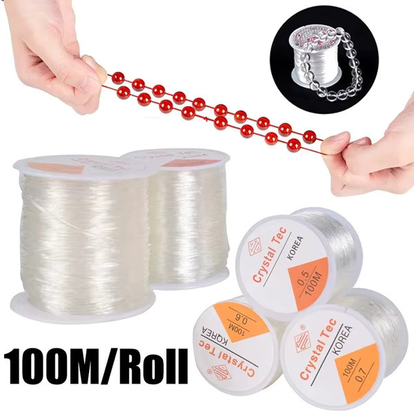 Elastische Kristalllinie, transparent, 100m, für Schmuckherstellung - Bild 4