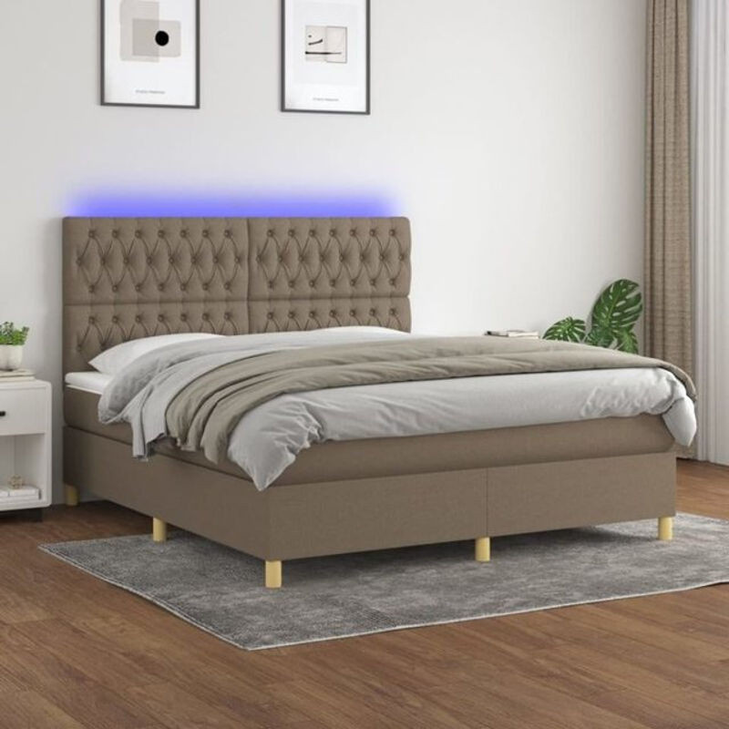 Vidaxl Boxspringbett mit Matratze in Taupe Meliert aus Stoff B/T/H: 160 x 200 x 118 cm - Bild 1