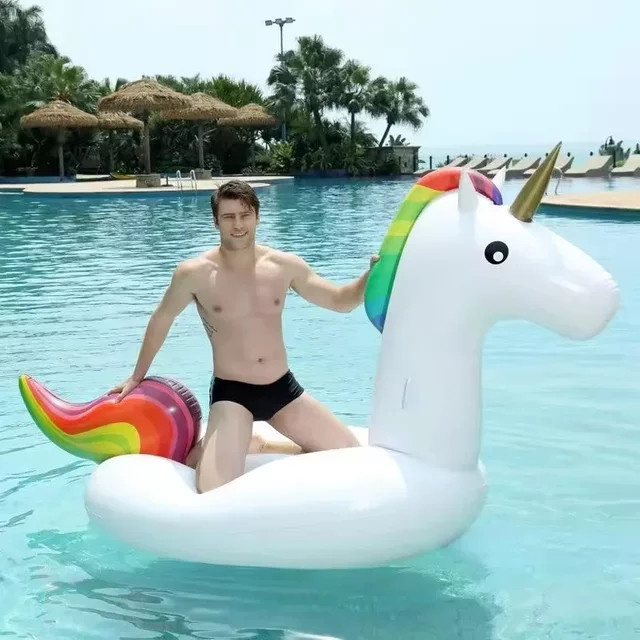 Aufblasbarer Einhorn Schwimmring in Cartoon-Form für Kinder und Erwachsene aus verdicktem PVC für Pool und Strand - Bild 1