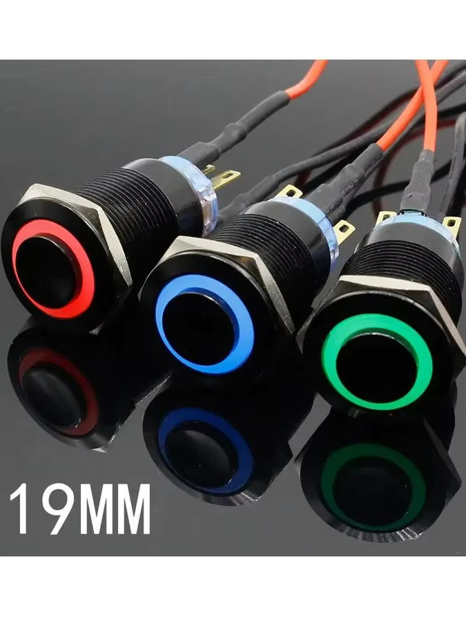 ELECAPITAL Metall-Drucktastenschalter mit LED-Licht, wasserdicht, Schwarz, Durchmesser: 19 mm - Bild 4