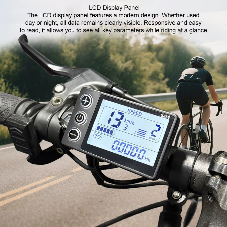 DOACT Elektrofahrrad LCD-Display S866 ABS Bedienfeld mit 6-Pin Wasserdichtem Anschluss für Roller-Modifikation, Schwarz - Bild 3