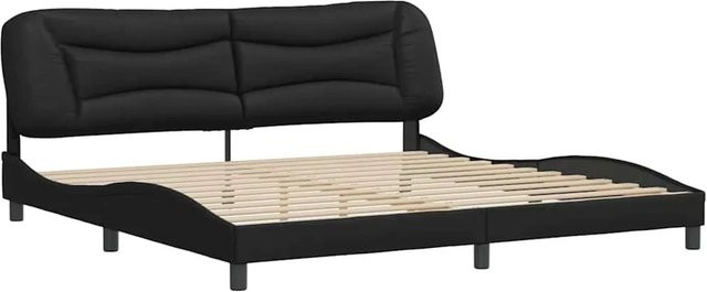 vidaXL Bettgestell aus Kunstleder in Schwarz mit Kiefernholz-Elementen ohne Matratze B/T/H: 200 x 200 x 205 cm - Bild 1