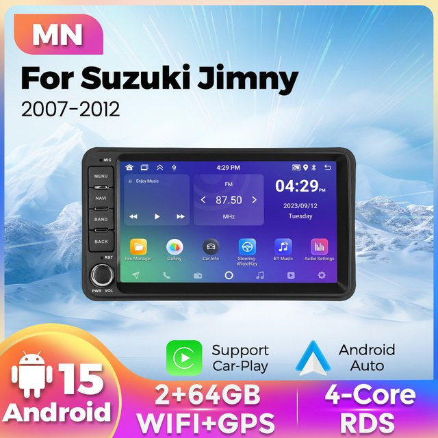 MEKEDE & NAVIFLY Android 15 Carplay Autoradio für Suzuki Jimny 3 (2007-2012) mit GPS Navigation und DSP Stereo Multimedia Player in Schwarz - Bild 1